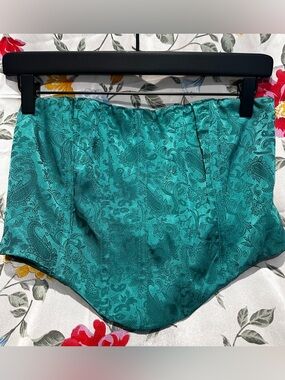 PRINCESS POLLY FESTIVAL TEAL GREEN PAISLEY CORSET TOP CROPPED SIZE US 8